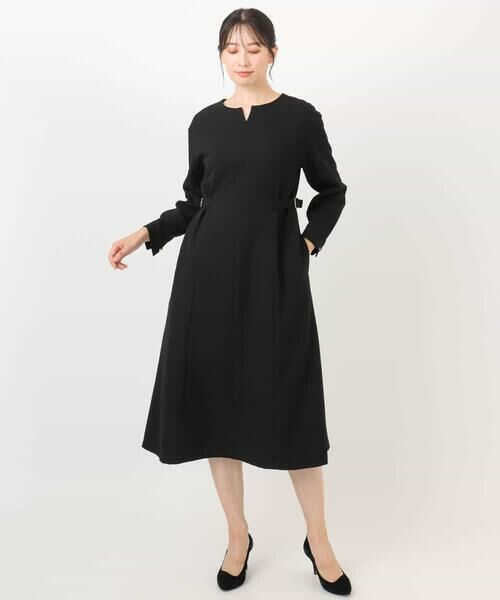 OFUON / オフオン ロング・マキシ丈ワンピース | ウールライクベルトデザインワンピース/洗える/WEB限定サイズあり | 詳細21