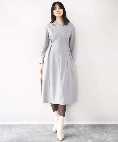 OFUON / オフオン ロング・マキシ丈ワンピース | ウールライクベルトデザインワンピース/洗える/WEB限定サイズあり | 詳細8