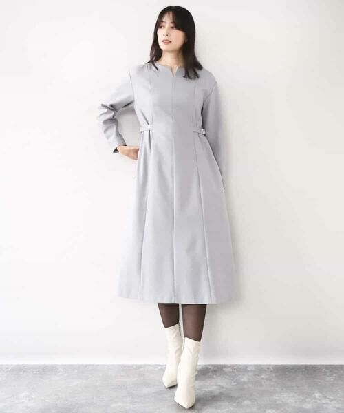 OFUON / オフオン ロング・マキシ丈ワンピース | ウールライクベルトデザインワンピース/洗える/WEB限定サイズあり | 詳細9