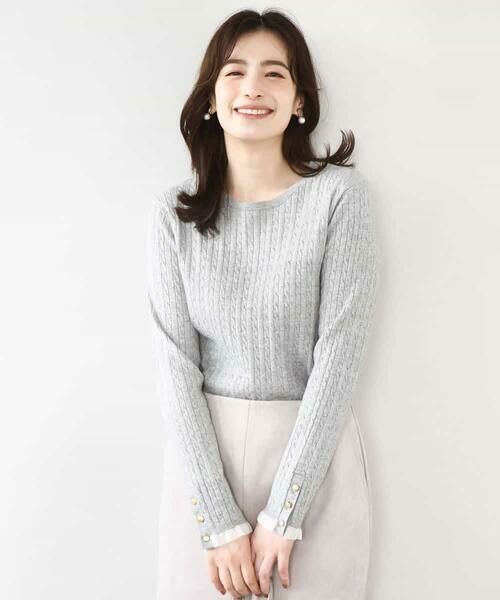 OFUON / オフオン ニット・セーター | ミニケーブル柄ニット/洗える/WEB限定サイズあり | 詳細1