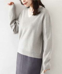 OFUON / オフオン ニット・セーター | Vネックレース片畦編みニット/洗える/WEB限定サイズあり