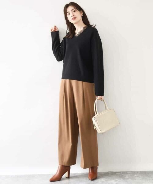 OFUON / オフオン ニット・セーター | Vネックレース片畦編みニット/洗える/WEB限定サイズあり | 詳細11