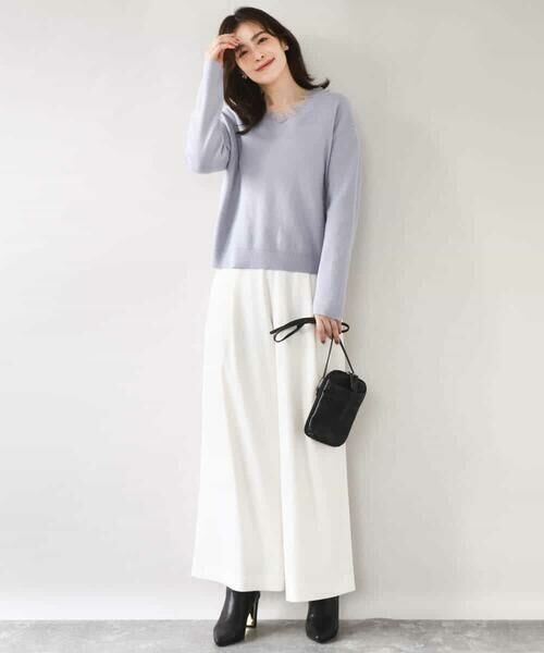 OFUON / オフオン ニット・セーター | Vネックレース片畦編みニット/洗える/WEB限定サイズあり | 詳細16