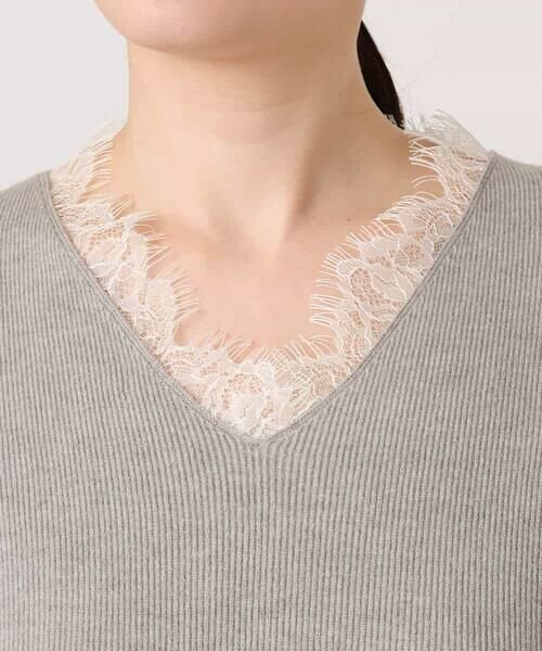 OFUON / オフオン ニット・セーター | Vネックレース片畦編みニット/洗える/WEB限定サイズあり | 詳細25