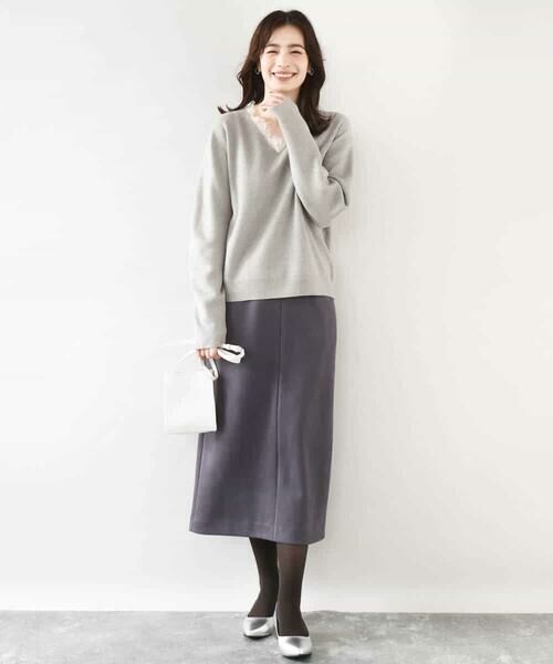 OFUON / オフオン ニット・セーター | Vネックレース片畦編みニット/洗える/WEB限定サイズあり | 詳細3