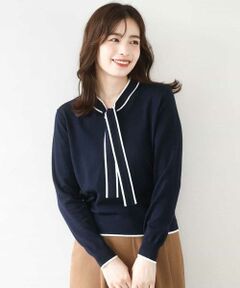 OFUON / オフオン ニット・セーター | 配色ラインボウタイニット/洗える/WEB限定サイズあり