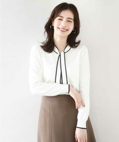 OFUON / オフオン ニット・セーター | 配色ラインボウタイニット/洗える/WEB限定サイズあり