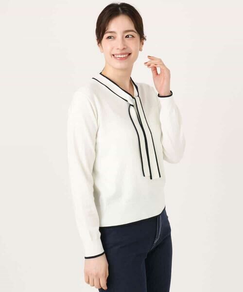 OFUON / オフオン ニット・セーター | 配色ラインボウタイニット/洗える/WEB限定サイズあり | 詳細14