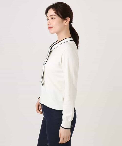 OFUON / オフオン ニット・セーター | 配色ラインボウタイニット/洗える/WEB限定サイズあり | 詳細15