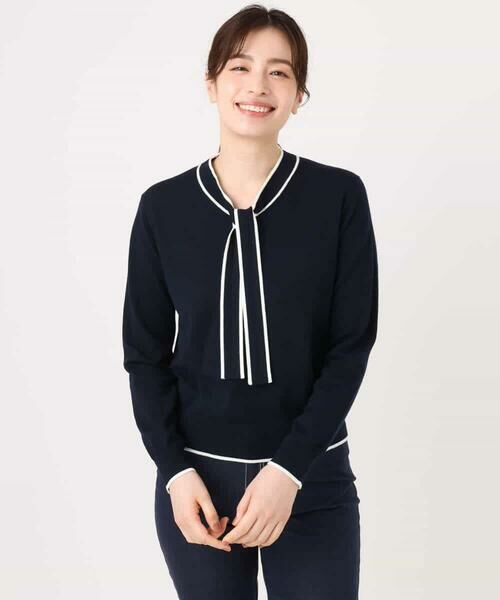 OFUON / オフオン ニット・セーター | 配色ラインボウタイニット/洗える/WEB限定サイズあり | 詳細22