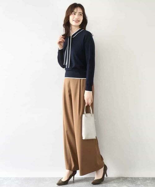 OFUON / オフオン ニット・セーター | 配色ラインボウタイニット/洗える/WEB限定サイズあり | 詳細4