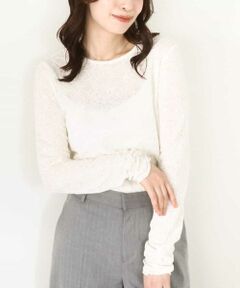 OFUON / オフオン カットソー | シャーリングデザインレースカットソー/洗える/WEB限定サイズあり