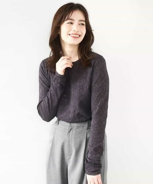 OFUON / オフオン カットソー | シャーリングデザインレースカットソー/洗える/WEB限定サイズあり | 詳細4