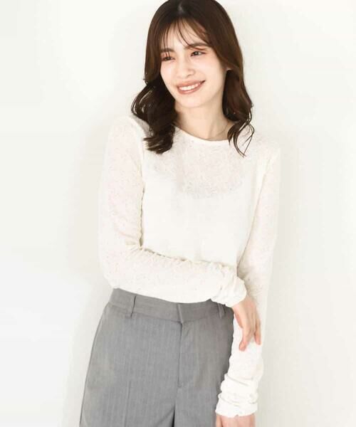 OFUON / オフオン カットソー | シャーリングデザインレースカットソー/洗える/WEB限定サイズあり | 詳細9