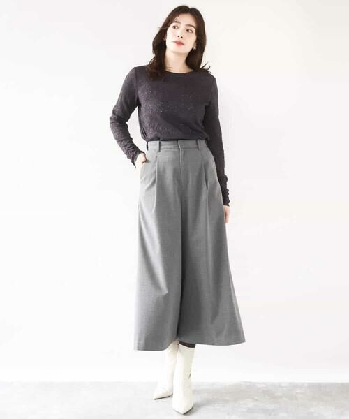 OFUON / オフオン その他パンツ | TRソフトストレッチ裏起毛ガウチョパンツ/洗える | 詳細4