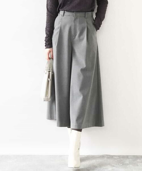 OFUON / オフオン その他パンツ | TRソフトストレッチ裏起毛ガウチョパンツ/洗える(グレー)