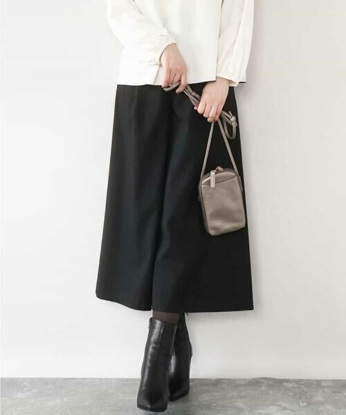 OFUON / オフオン その他パンツ | TRソフトストレッチ裏起毛ガウチョパンツ/洗える(ブラック)