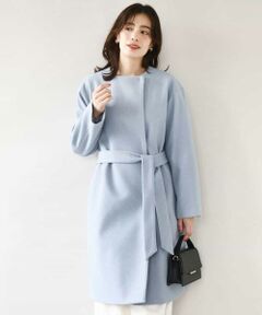 ウール混ノーカラーコート/WEB限定サイズあり