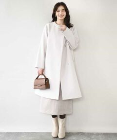 OFUON / オフオン その他アウター | ウール混ノーカラーコート/WEB限定サイズあり