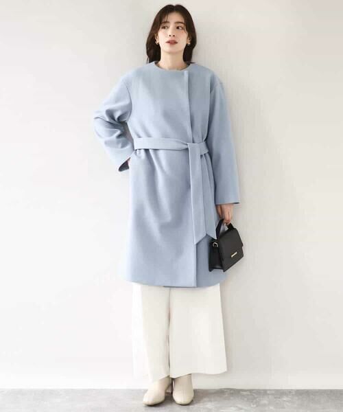 OFUON / オフオン その他アウター | ウール混ノーカラーコート/WEB限定サイズあり | 詳細8