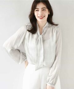 OFUON / オフオン シャツ・ブラウス | 幾何柄ボウタイブラウス/洗える/WEB限定サイズあり