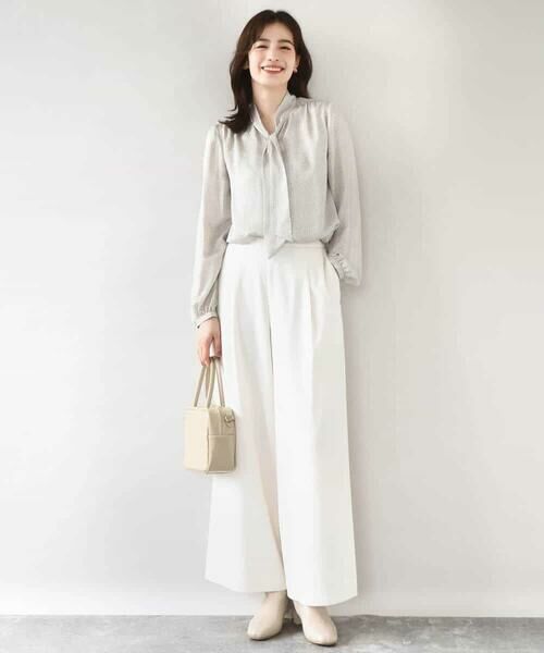 OFUON / オフオン シャツ・ブラウス | 幾何柄ボウタイブラウス/洗える/WEB限定サイズあり | 詳細3