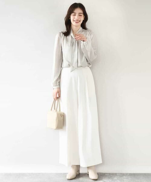 OFUON / オフオン シャツ・ブラウス | 幾何柄ボウタイブラウス/洗える/WEB限定サイズあり | 詳細4