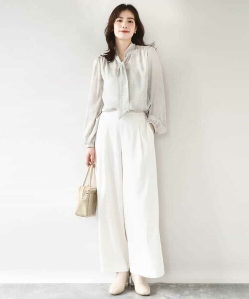 OFUON / オフオン シャツ・ブラウス | 幾何柄ボウタイブラウス/洗える/WEB限定サイズあり | 詳細5