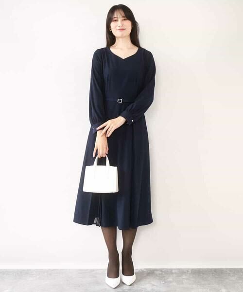 OFUON / オフオン ロング・マキシ丈ワンピース | シフォンプリーツデザインワンピース/洗える/WEB限定サイズあり | 詳細1