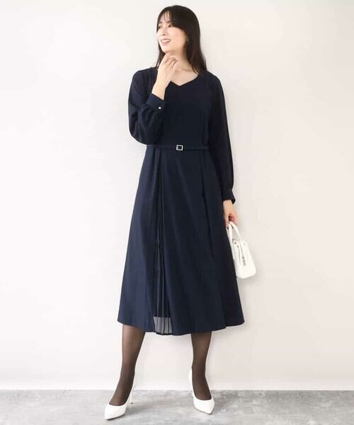 OFUON / オフオン ロング・マキシ丈ワンピース | シフォンプリーツデザインワンピース/洗える/WEB限定サイズあり | 詳細3