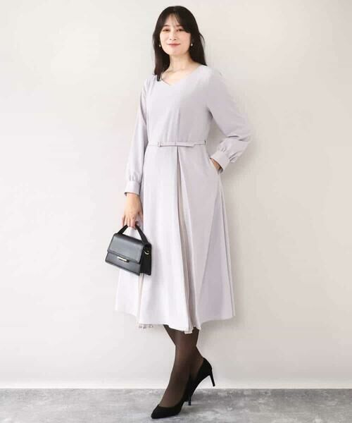OFUON / オフオン ロング・マキシ丈ワンピース | シフォンプリーツデザインワンピース/洗える/WEB限定サイズあり | 詳細5