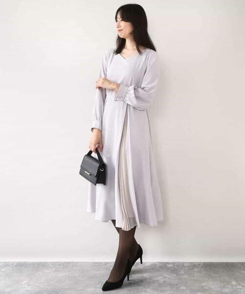 OFUON / オフオン ロング・マキシ丈ワンピース | シフォンプリーツデザインワンピース/洗える/WEB限定サイズあり | 詳細7