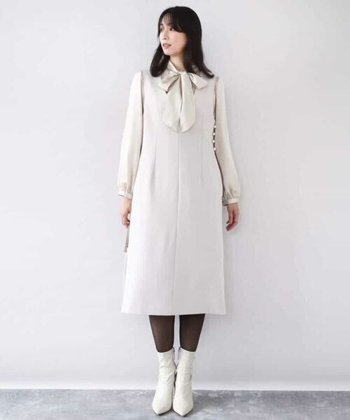 OFUON / オフオン ロング・マキシ丈ワンピース | サイドパール調釦デザインVネックジャンパースカート/洗える/WEB限定サイズあり | 詳細13