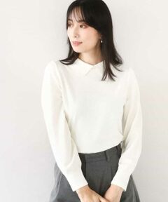OFUON / オフオン ニット・セーター | パール調ビーズ衿付きハイゲージニット/洗える