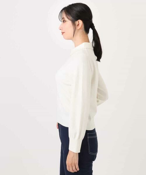 OFUON / オフオン ニット・セーター | パール調ビーズ衿付きハイゲージニット/洗える | 詳細18