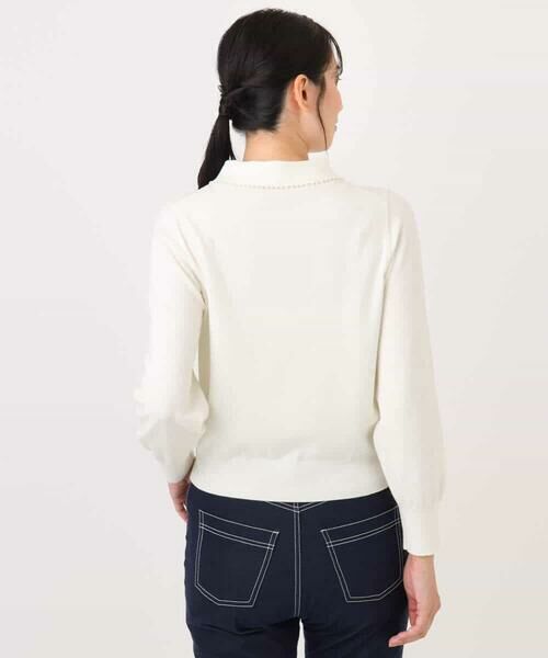 OFUON / オフオン ニット・セーター | パール調ビーズ衿付きハイゲージニット/洗える | 詳細19