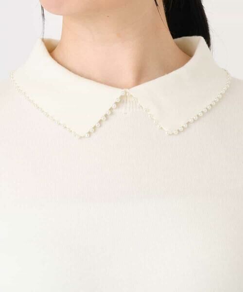 OFUON / オフオン ニット・セーター | パール調ビーズ衿付きハイゲージニット/洗える | 詳細20