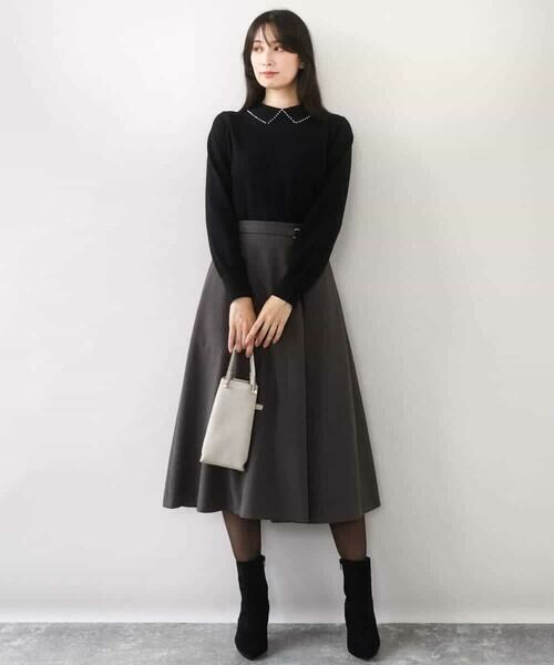 OFUON / オフオン ニット・セーター | パール調ビーズ衿付きハイゲージニット/洗える | 詳細4