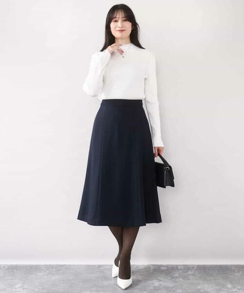 OFUON / オフオン ニット・セーター | シアー切替えモックネックリブニット/洗える/WEB限定サイズあり | 詳細13