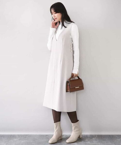 OFUON / オフオン ニット・セーター | シアー切替えモックネックリブニット/洗える/WEB限定サイズあり | 詳細16