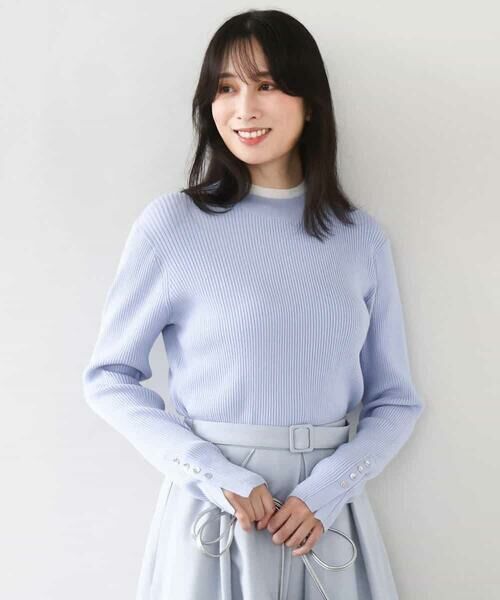 OFUON / オフオン ニット・セーター | シアー切替えモックネックリブニット/洗える/WEB限定サイズあり | 詳細21