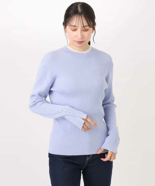 OFUON / オフオン ニット・セーター | シアー切替えモックネックリブニット/洗える/WEB限定サイズあり | 詳細26