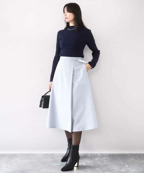 OFUON / オフオン ニット・セーター | シアー切替えモックネックリブニット/洗える/WEB限定サイズあり | 詳細4