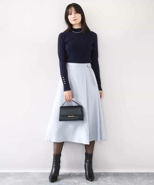 OFUON / オフオン ニット・セーター | シアー切替えモックネックリブニット/洗える/WEB限定サイズあり | 詳細5