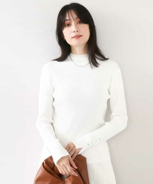 OFUON / オフオン ニット・セーター | シアー切替えモックネックリブニット/洗える/WEB限定サイズあり | 詳細6