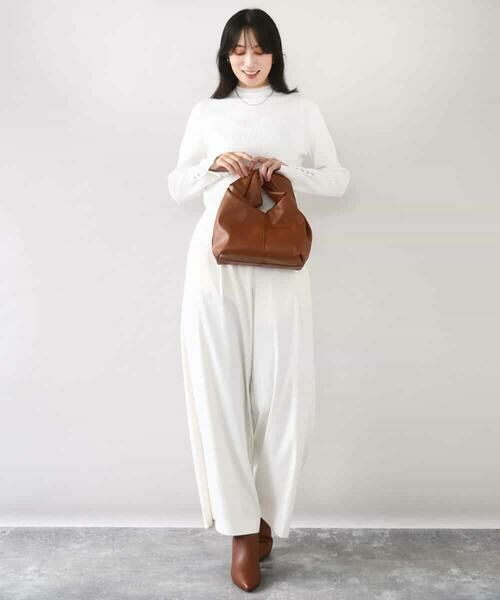 OFUON / オフオン ニット・セーター | シアー切替えモックネックリブニット/洗える/WEB限定サイズあり | 詳細7