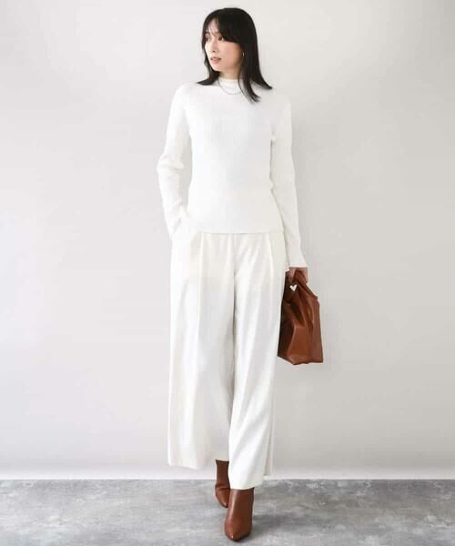 OFUON / オフオン ニット・セーター | シアー切替えモックネックリブニット/洗える/WEB限定サイズあり | 詳細8