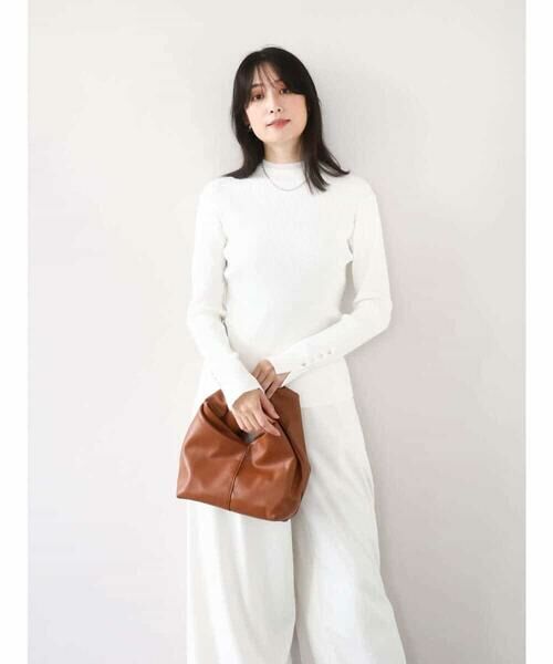 OFUON / オフオン ニット・セーター | シアー切替えモックネックリブニット/洗える/WEB限定サイズあり | 詳細9