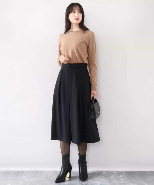 OFUON / オフオン ロング・マキシ丈スカート | タックフレアースカート/洗える | 詳細1