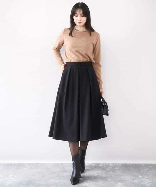 OFUON / オフオン ロング・マキシ丈スカート | タックフレアースカート/洗える | 詳細3